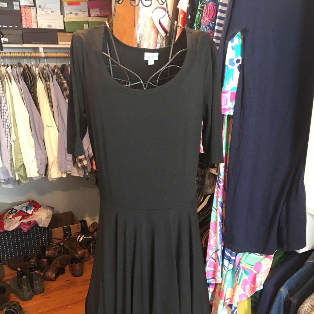 Stretch Cotton Solid Black Lularoe Nicole EUC L